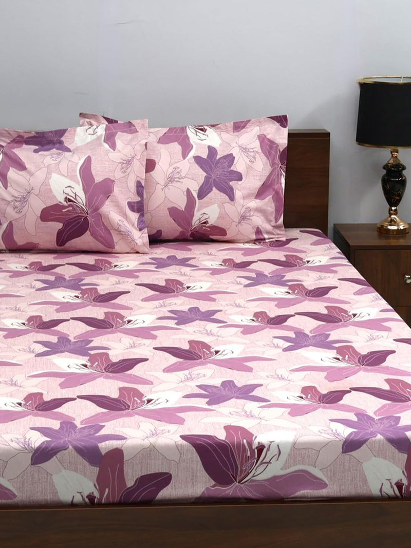 Bombay Dyeing Double Bedsheet Cotton 144 TC Premium Bedsheet & 2 Pillow Covers | Double | 224 X 254 Cms | Fade Less Colors | 2004 - Pink