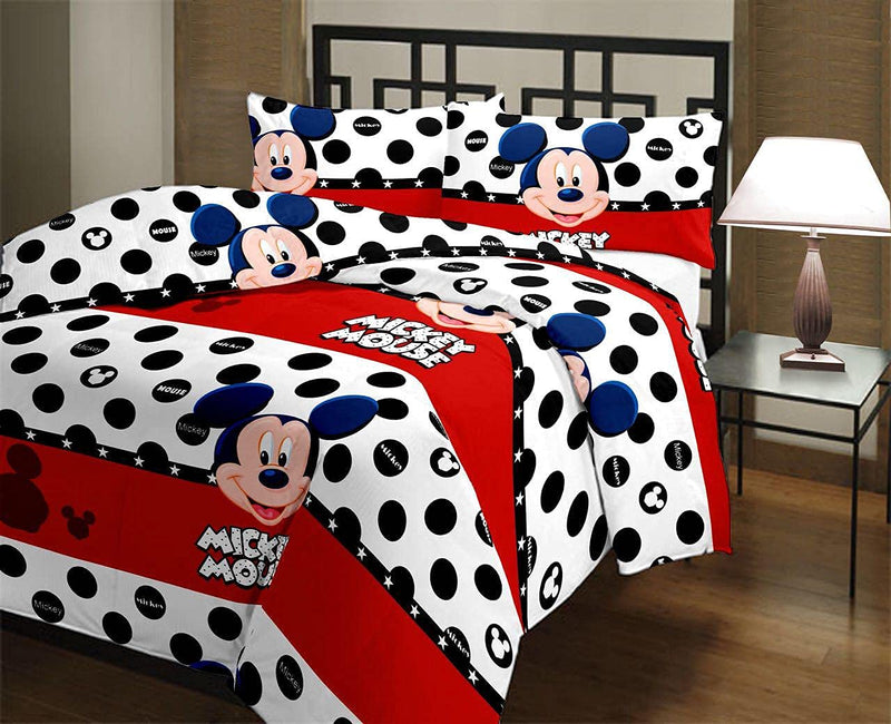 WONDERLOOK Double Bed Ac Blanket Dohar/Quilt, Fabric - Micro Cotton, Size -84X90 Inches - Multi Col. (Red Micky Mouse Cartoon Kids Print)