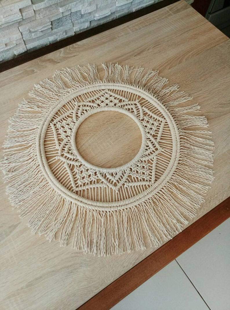 Zazza Home-Round Macrame Wall Hanging, Circle Macrame,Bohemian Decor, Home Decor, Wreath