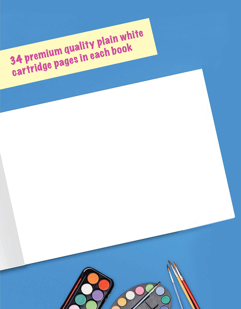 Drawing Book A4 Size Approx | Plain Sketch Pad for Kids, Students & Artists | 34 White Blank Unruled Pages | 29.5 x 21 cm | Soft Cover | Drawing Copy for Sketching, Colouring & Painting | Pack of 3