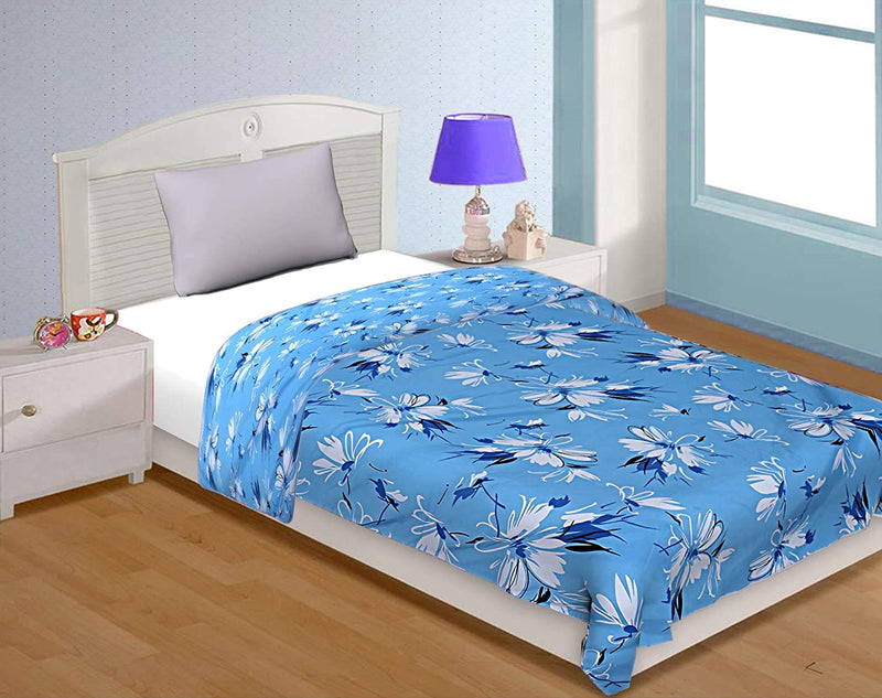 ROMAN HOME Flowers Print 40% Cotton & 60% Microfiber Single Bed Reversible AC Blanket/AC Dohar 240x210cm.