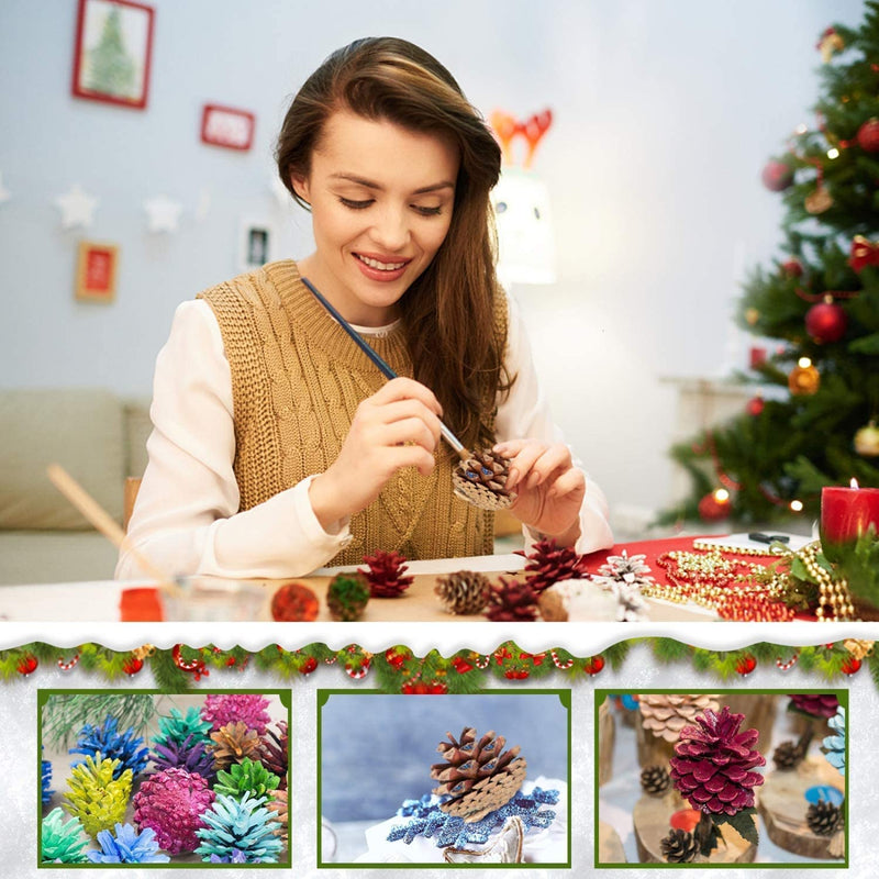 APSAMBR 12 Pcs Christmas Decoration Wooden Pine Cones Hanging Ornaments Bauble Xmas New Year Festival Party Decoration