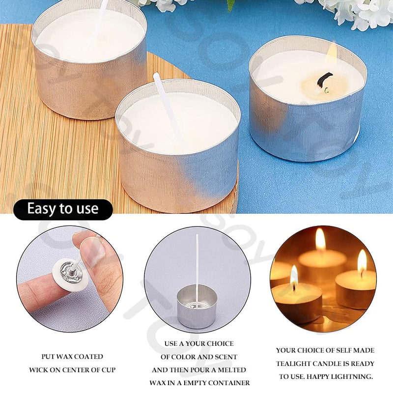 SOY TOY Tealight Aluminium Empty Collar 300 Cups + 300 Units Cotton Wicks for DIY Tealight Candles |Candle Containers for Tealight Candle Making | |Party, Wedding (Pack of 3)