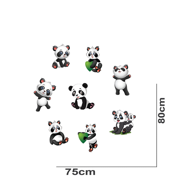 VVWV Cute Panda Wall Sticker Kids Learning Educational Wall Sticker Home Living Room Printed Wall Stickers L x H 75 x 80 Cms