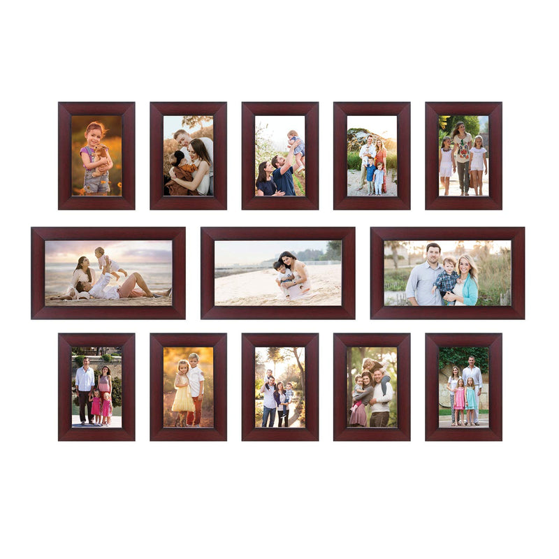 Amazon Brand - Solimo Collage Set of 13 Rosewood Photo Frames (5 x 7 Inch - 10 & 6 X 10 Inch - 3)