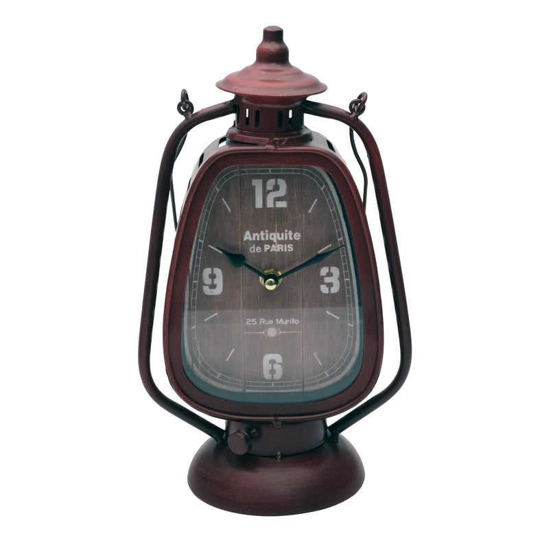 Store2508 Antique Finish Cast Metal Desk Table Clock Lantern Design, Nice Gift for Housewarming, Anniversaries, Birthdays and Other Occasions, 28x11x11 Cm (Colour_B)