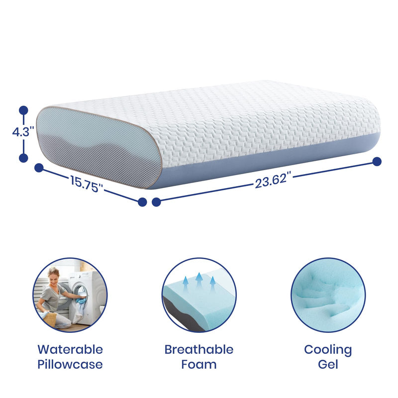 Maxzzz Gel Memory Foam Pillow, Luxury Bamboo Viscose Shredded Pillow for Side Sleepers & Back Sleepers, Firm and Soft Bed Pillows-1 Pack Queen Size(24 * 16 * 4.5 inch)