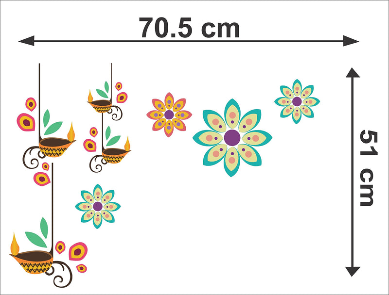 Advait Designs - Hanging Diya for Home Decorative PVC Vinyl Wall Sticker (70 Cm X 51 Cm)