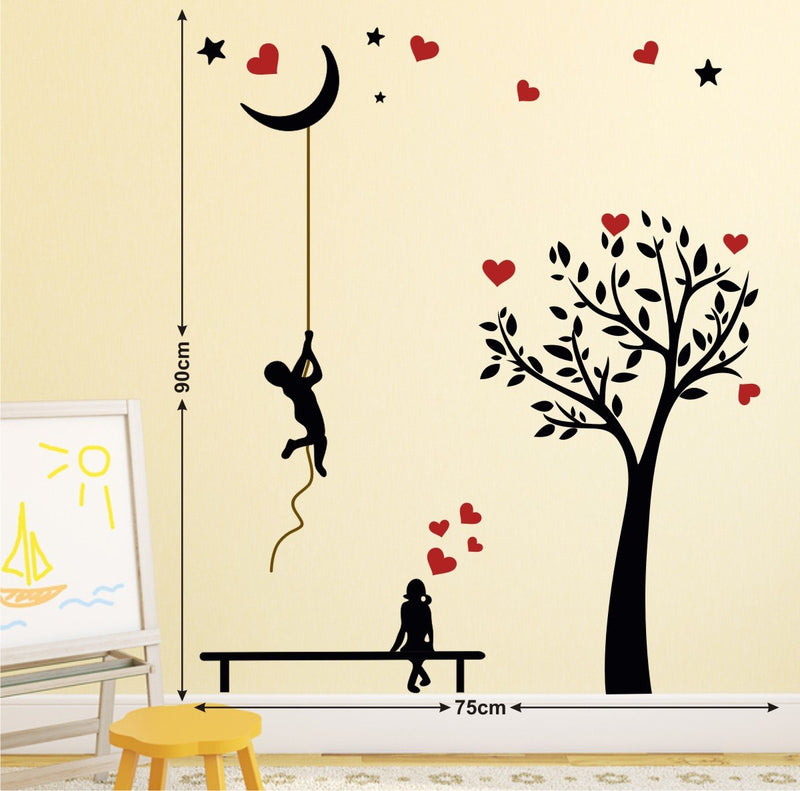 Wallstick Black Tree Love wallsticker (Vinyl 90 cm x 75 cm)