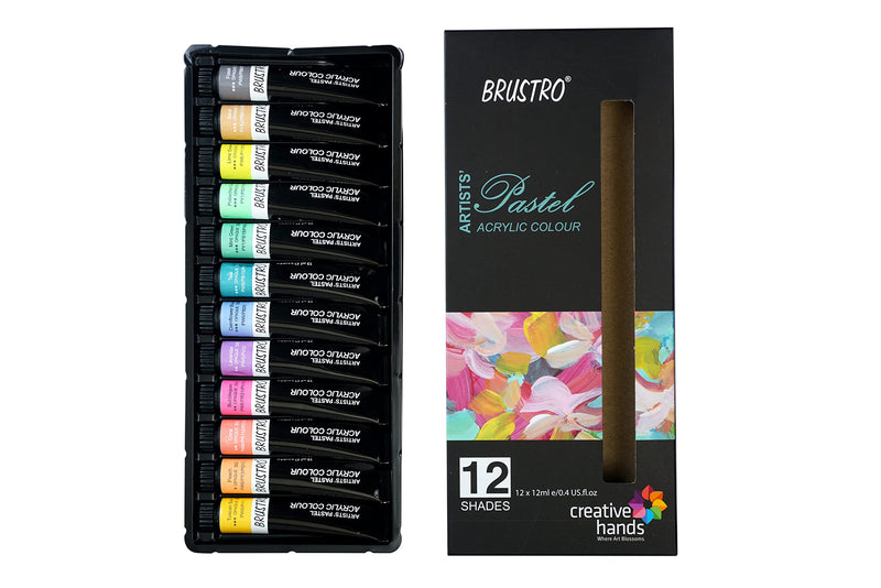 BRUSTRO Artists ’ Acrylic Pastel Colour Set of 12 Colours X 12ML Tubes (Multicolor)