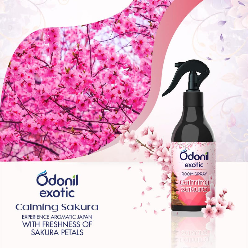 DABUR Odonil Exotic Room Spray - Calming Sakura - (200Ml) |100% Water-Based | Alcohol-Free Fragrance | Luxury Opulent Fragrance From Japan - Sakura