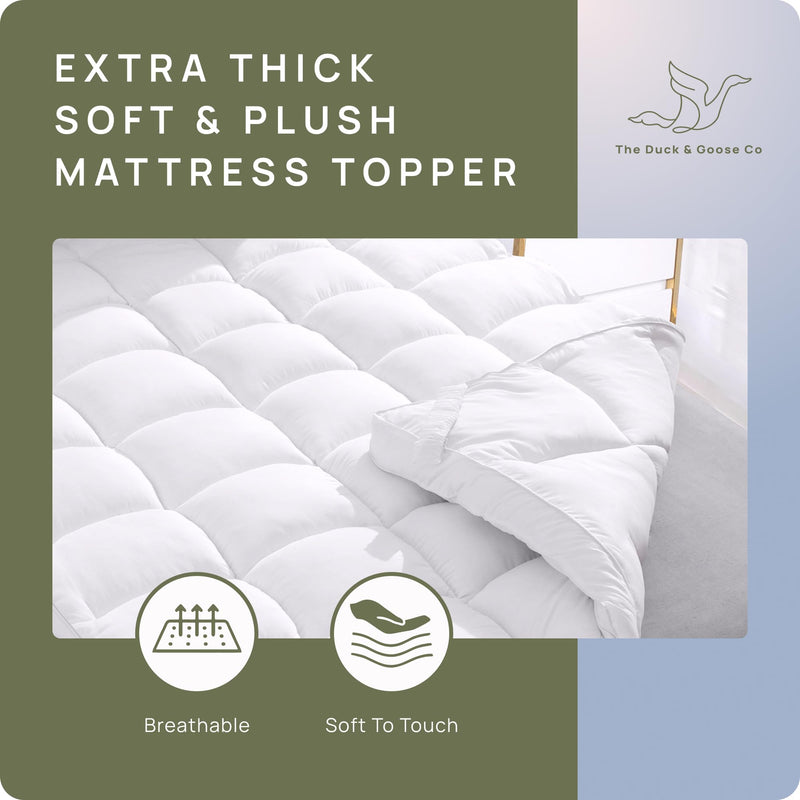 Extra Thick Mattress Topper Full XL for Firm Mattress, Extra Long 54x80 Plush & Soft Pillow Top Bed Topper for Cloud-Like Sleep & Back Pain, Overfilled Thick Mattress Pad, Fit to 6”-22”Mattress