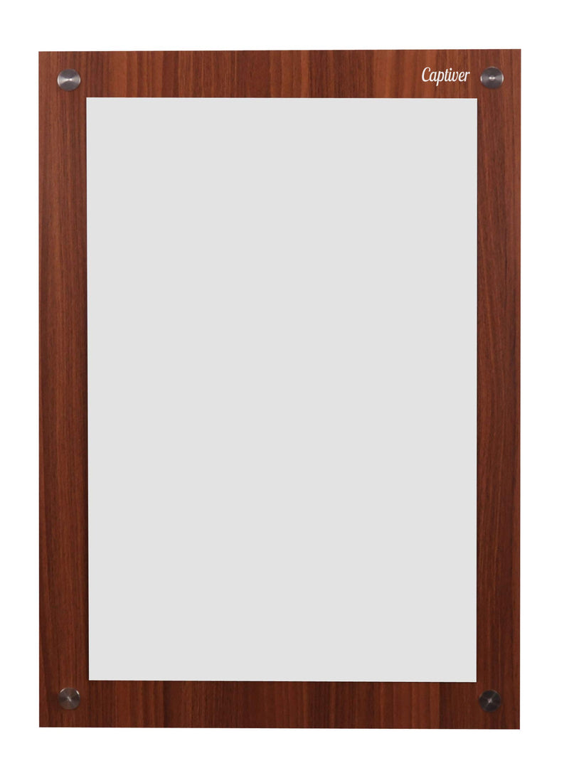 Captiver Wooden Frameless Decorative Wall Mounted Dressing Mirror (15x21 Inch, Teak Finish) / Storage Antique Self Fancy Rectangle Mount