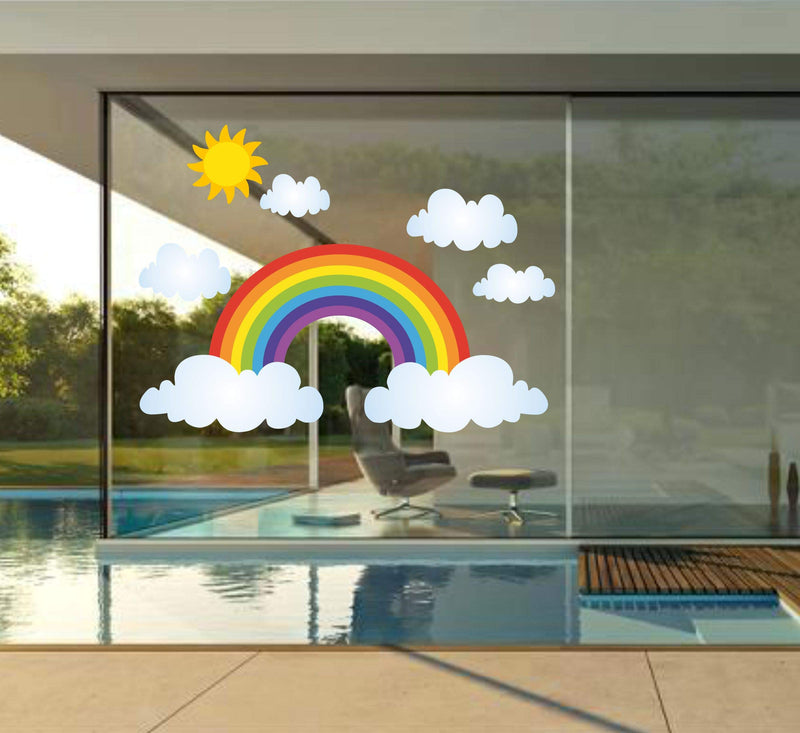 Sticker Hub Vinyl Rainbow and Clouds Wall Sticker 58 x 120 CM, Multicolour