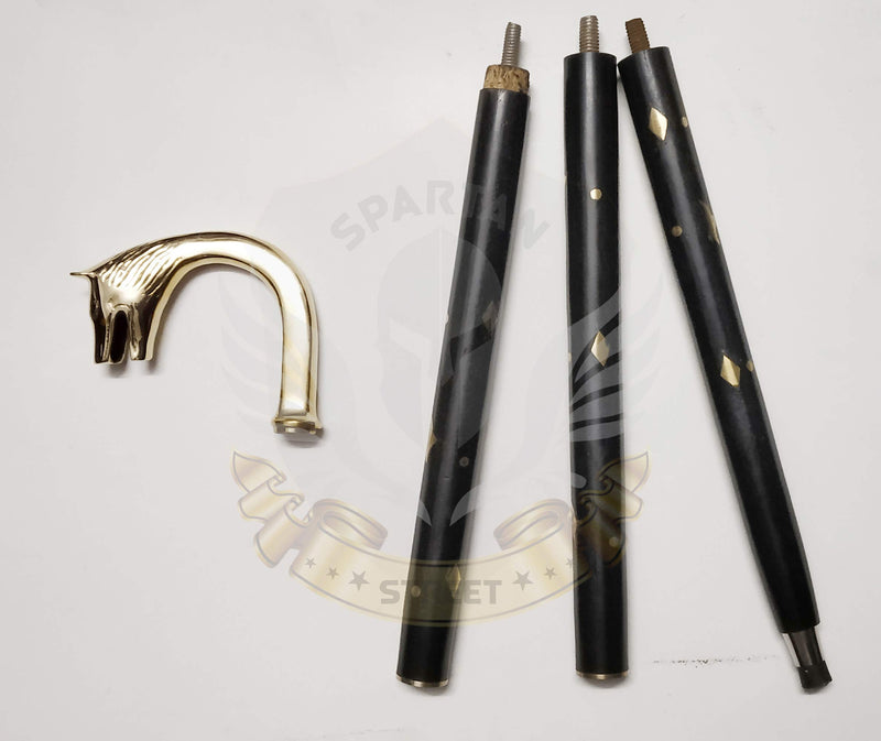 Spartan Street Elegant Brass Fox Head Classic Stick Wooden Shaft Brass Replica Walking Canes