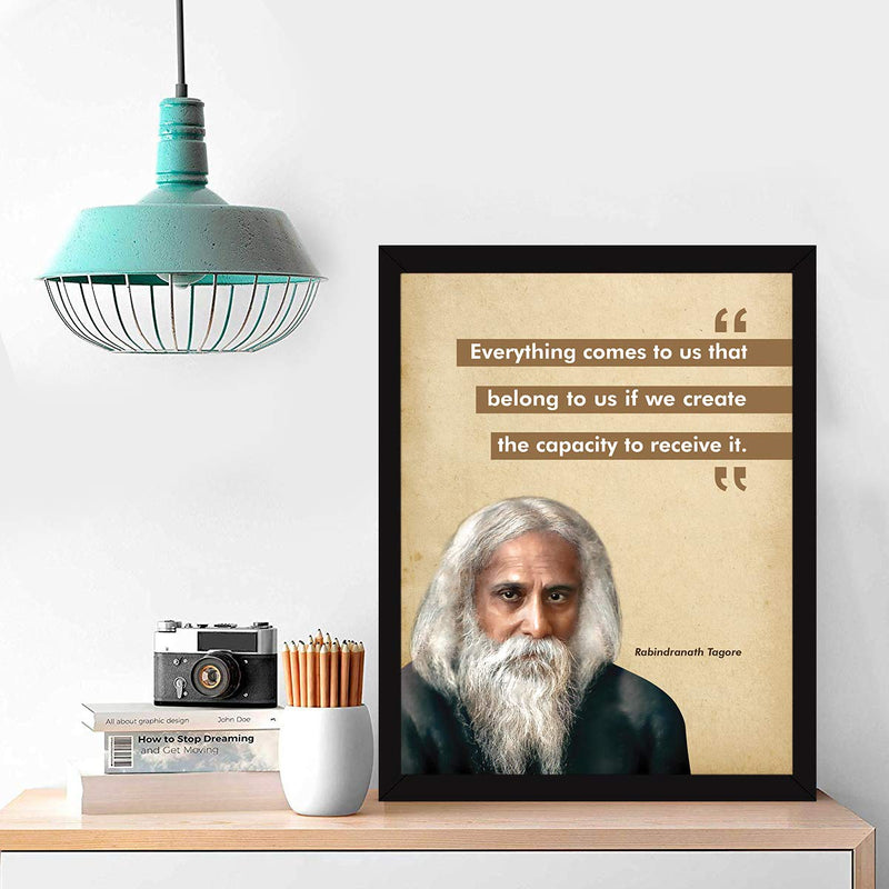 Chaka Chaundh - Rabindranath Tagore Photo Frame - motivational quotes frames - poster with frame - Rabindranath Poster – Quotes wall frames - (13.5 X 10.5 Inches)