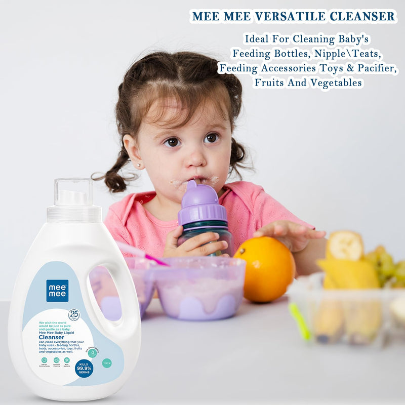 Mee Mee Anti-Bacterial Baby Liquid Cleanser, Kills 99.9% Germs | No Alcohol | Feeding Bottles | Bowls |Toys | Food | Accessories | Fruits & vegetables |(1.5 L - Bottle)