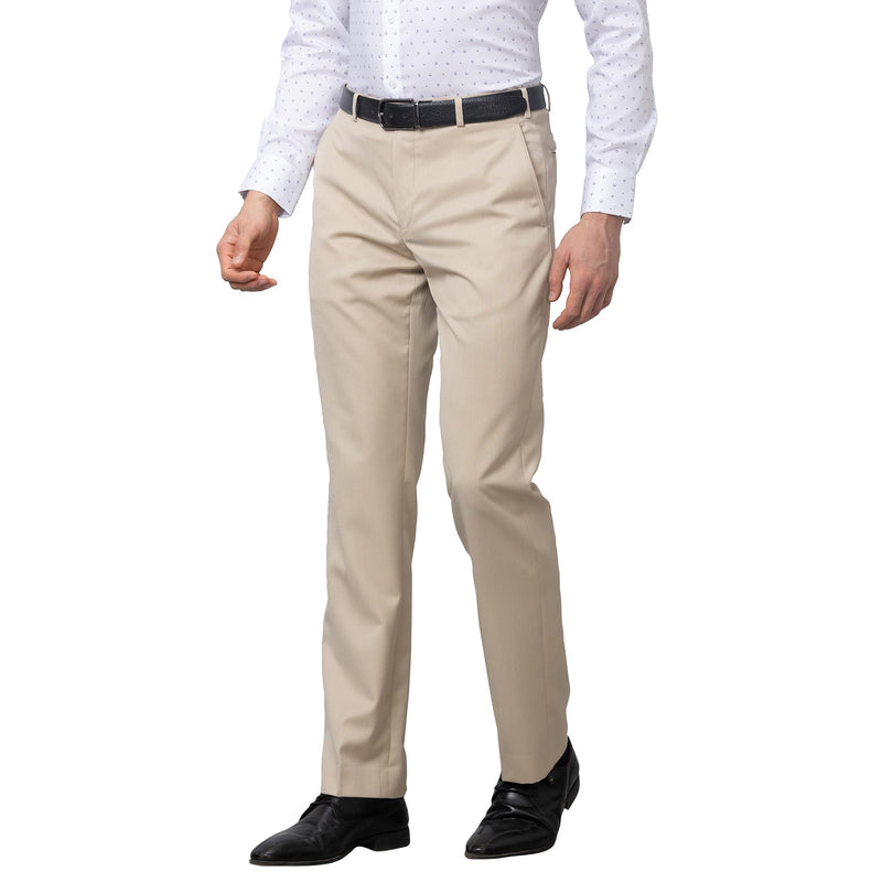 Park Avenue Men's Smart Fit Polyviscose Blend Flat Front Structure Pattern Fawn Formal Trouser (Size: 36)-PMTX07545-F4