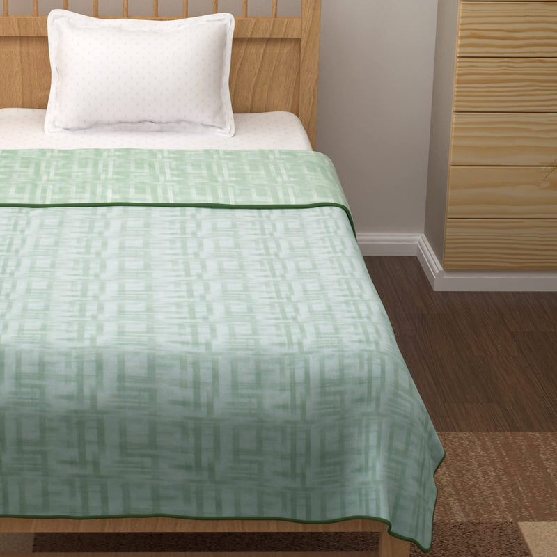 Story@Home Dohar Single Bed Cotton, Blanket for Winter,100% Cotton Reversible Light Weight Dohar Single| 144 X 220 CM|White and Green