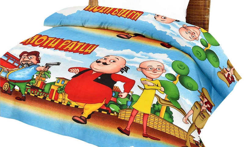 Craft Venture Kids Motu Patlu Microfibre Single Quilt AC Blanket, Multicolour