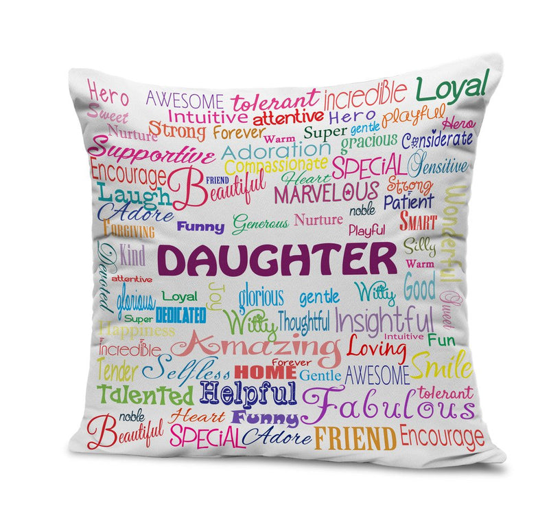 TIED RIBBONS Gift for Daughter Printed Cushion (12 Inch X 12 Inch, Multicolor) with Filler