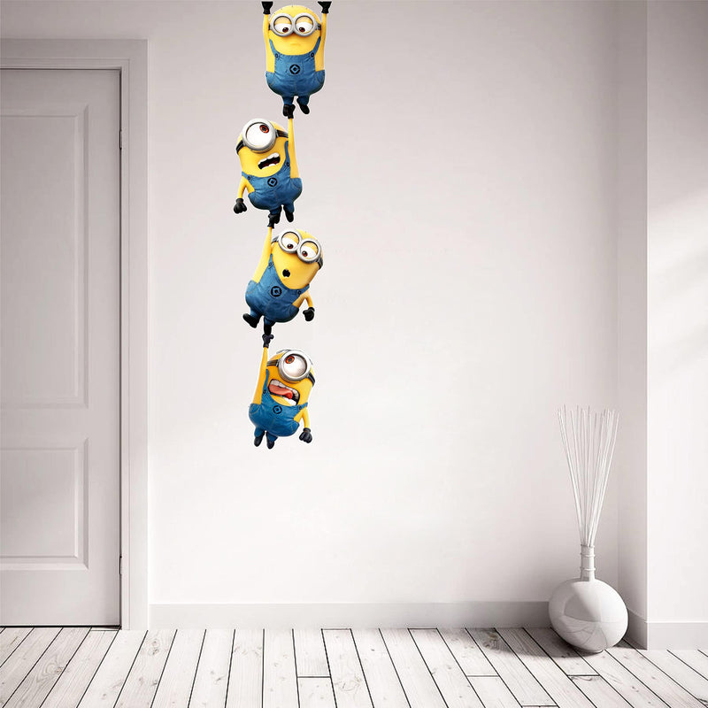 Craft Shipper Pack of 4 Minion Toys Wall Stickers 18x27 inch for Kids Room, Bedroom - Self Adhesive Peel and Stick Wall Sticker Home Decor