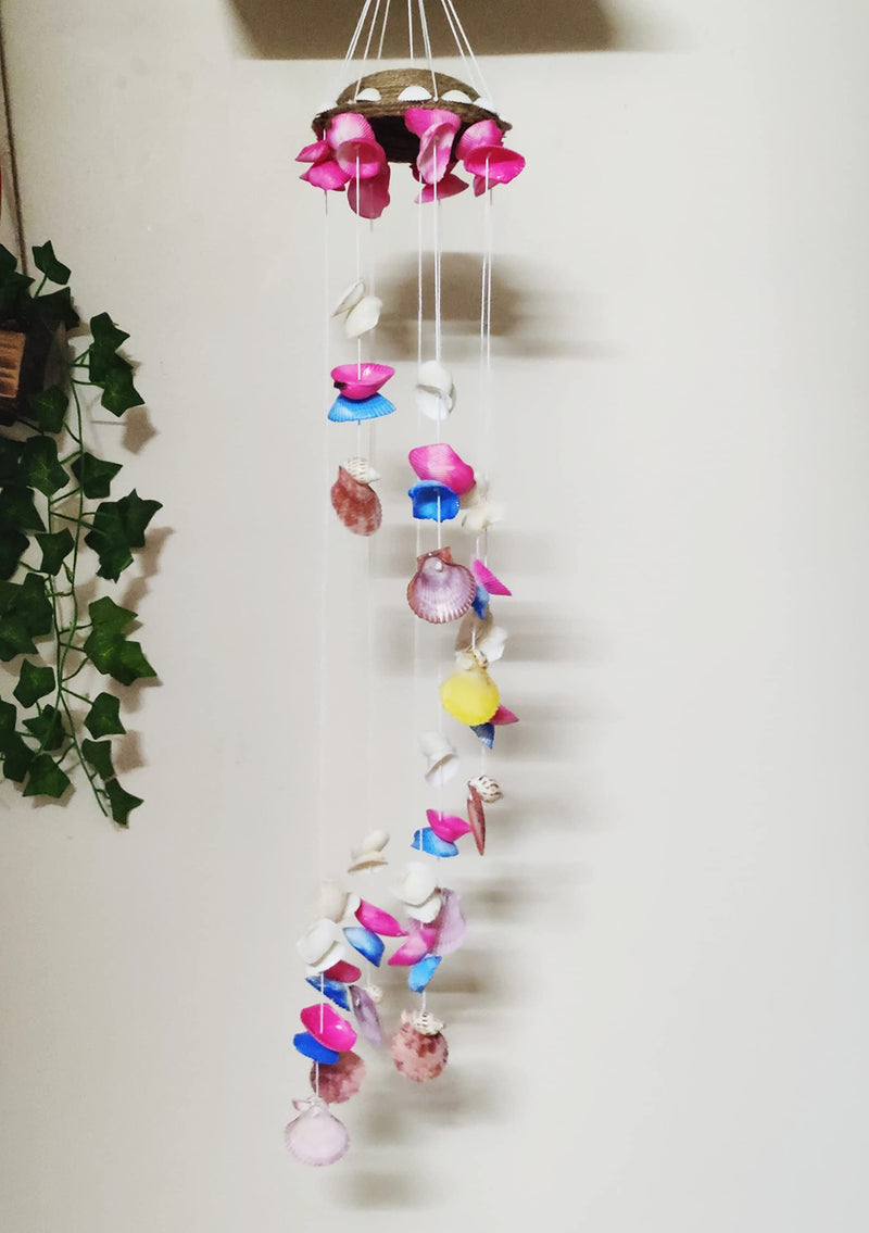 Shellkrafts Beautiful Unique Artificial Sea Shell Wind Chime for Home Positive Energy, Hanging Wind Bell|Decorative Item (33inch Height, 6inch Width)