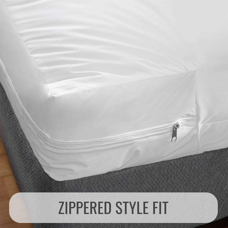 DMI Zippered Plastic Mattress Protector, Waterproof Mattress Cover, Full Size, White