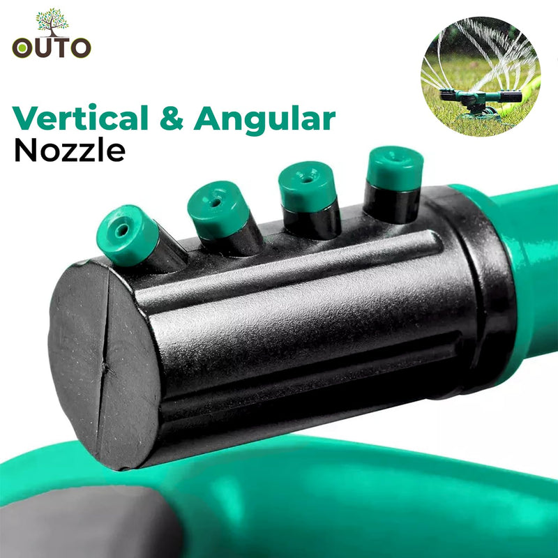 OUTO Automatic Garden Sprinkler 360 Degree Rotating Adjustable 3 Arm Water Sprayer for Watering Plants Outdoor Lawn Yard Irrigation System (Green)