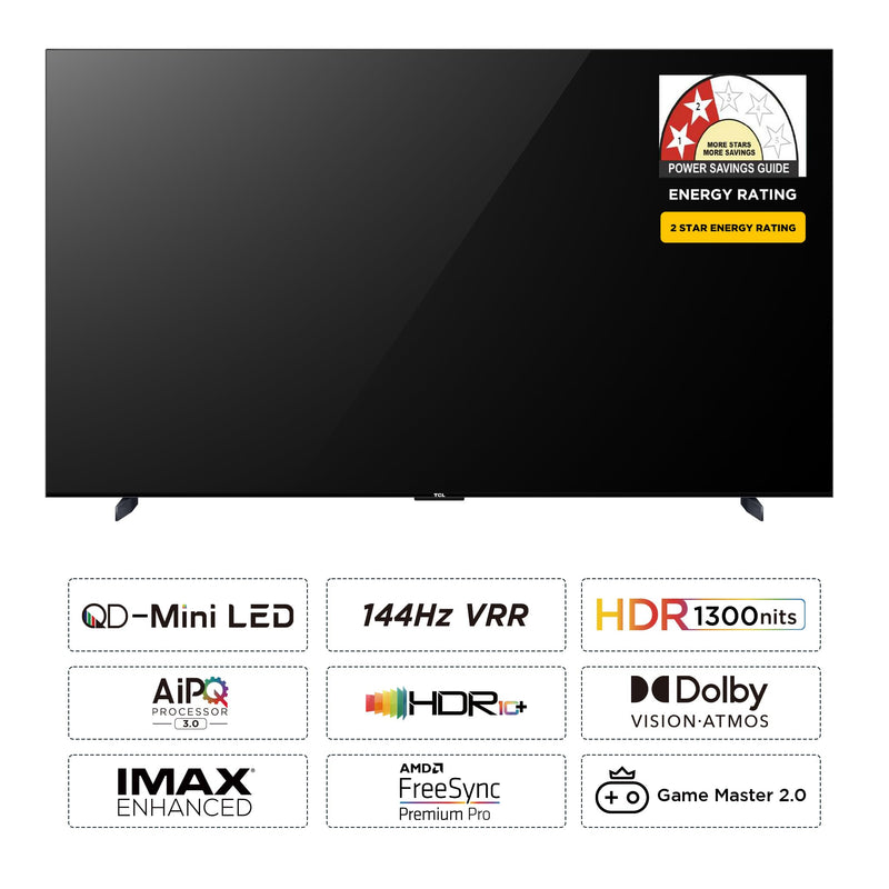 TCL 249 cm (98 inches) 4K Ultra HD Smart QD-Mini LED Google TV 98C755 (Black)