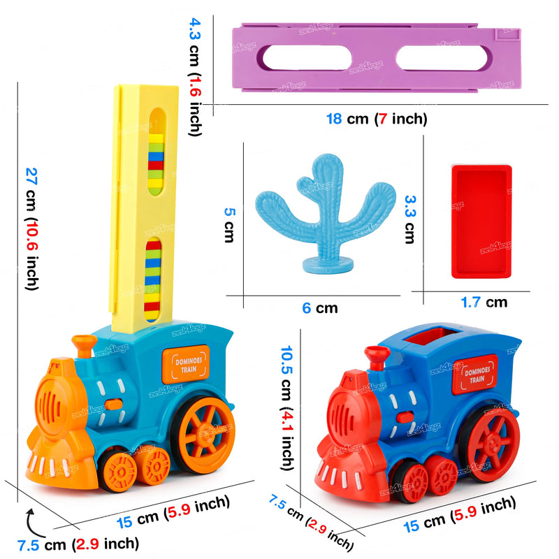 Zest 4 Toyz Domino Train Toy Domino Blocks Set for Kids Educational Game with Light & Sound Stacking Toy for 3-7 Year Old Toys for Kids (Battery Included) 60 Pieces