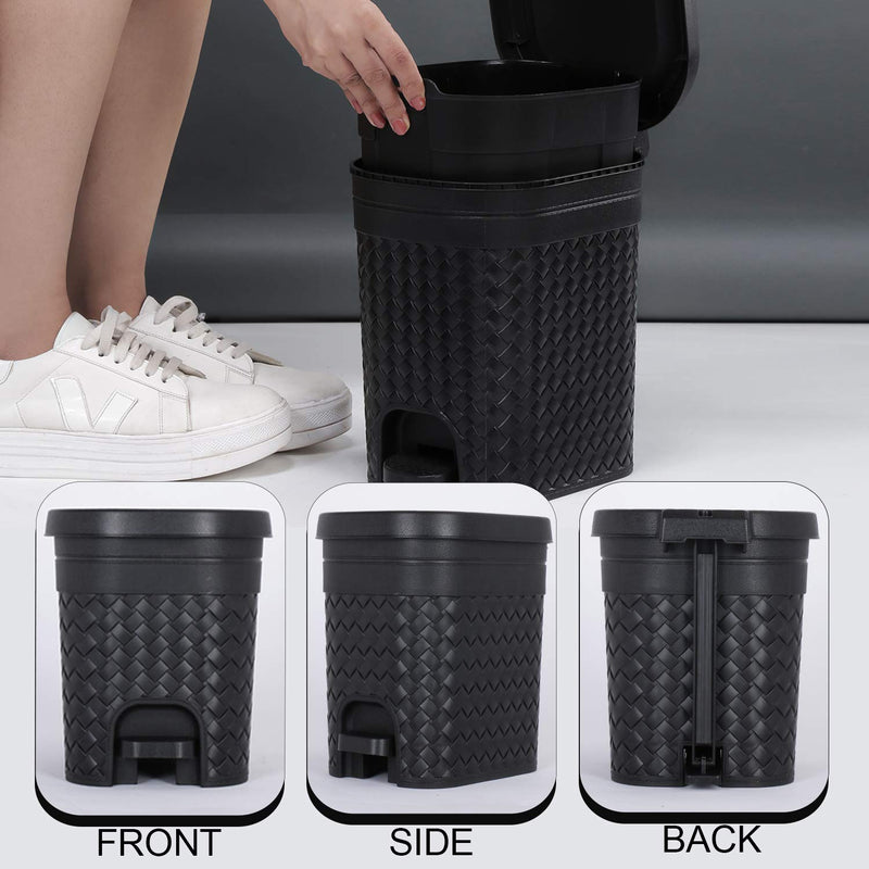 KOLORR Stitch 7 Liters Plastic Pedal Medium Dustbin with Lid and Inner Bucket/Trash Can/Garbage Bin/Waste Bin for Home/Kitchen/Office/School/Bathroom/Washroom - Black