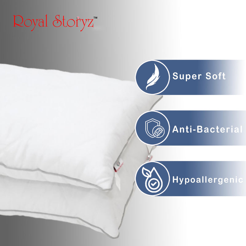 Hotel Quality Quilted Bed Pillows - 100% Combed Cotton Fabric | Pack of 2 - Standard Size 17"x27" | Made in India | Cooling Down-Alternative Microgel Filling | Medium Support for All Sleepers