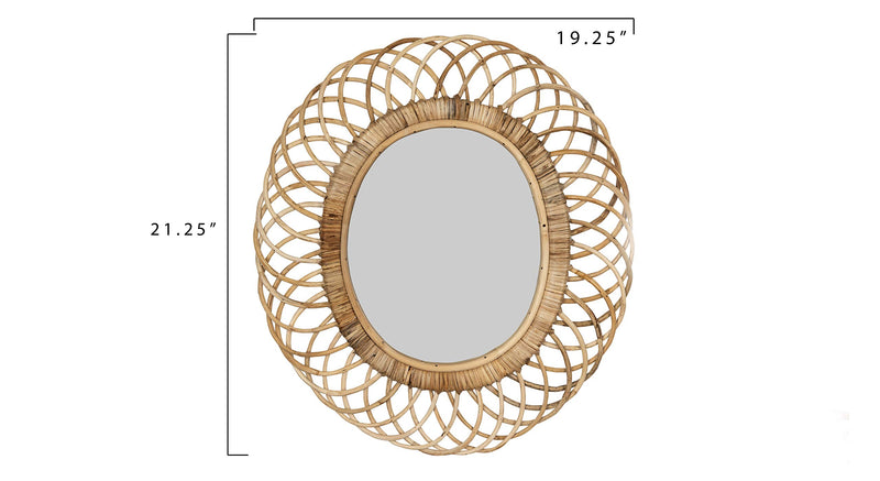 Creative Co-op Oval Woven Bamboo Wall Mirror, Brown