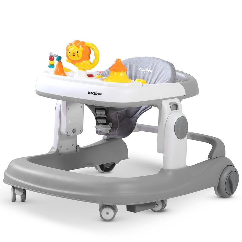 Baybee Astro 2 in 1 Baby Walker with 3 Adjustable Height & Wheel Lock | Round Activity Push Walker for Baby with Musical Toy Bar | 6-18months Kids Boy Girl (Grey)