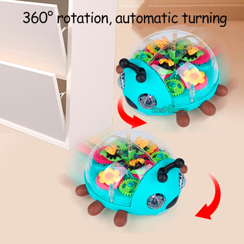 Zest 4 Toyz Musical Toys for Kids Gear Toys Transparent Ladybug Dancing Doll 360 Degree Rotating Light & Sound Toy with Bump and Go Action for 1 Year Old Baby Boys & Girls (Multicolor)