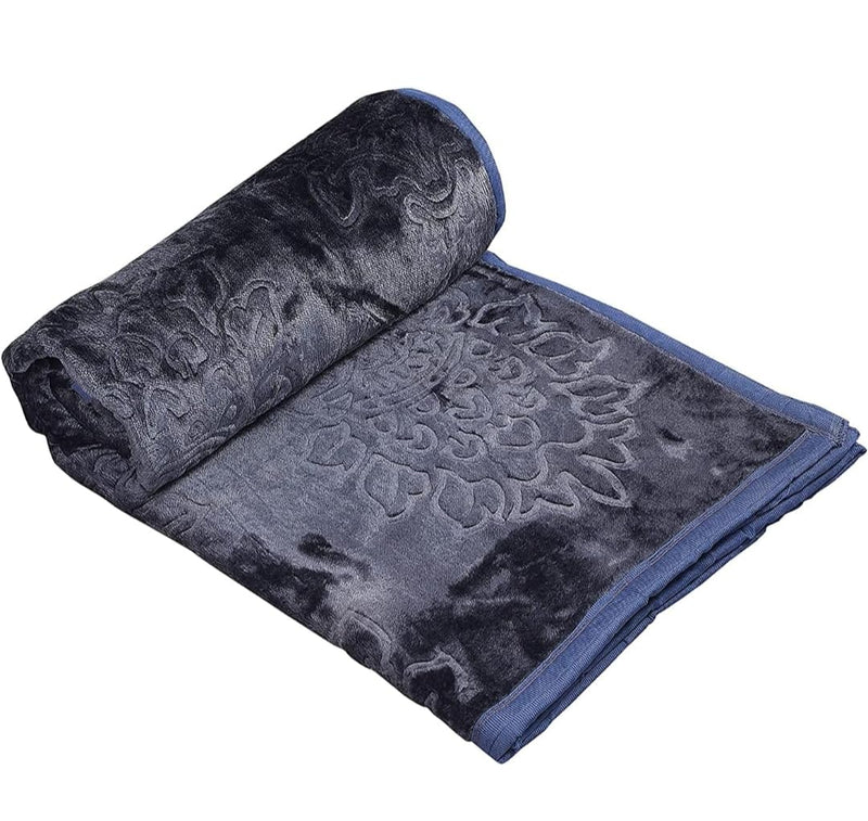 OM SHIV Unique Mink Blanket 500TC Polyester Double Bed Blanket for Winter (Gray)