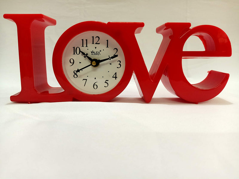 Sri Sainath Enterprises Love Table Clock / RED Colour Table Clock / Size:- 4IN Height, 10IN Width.