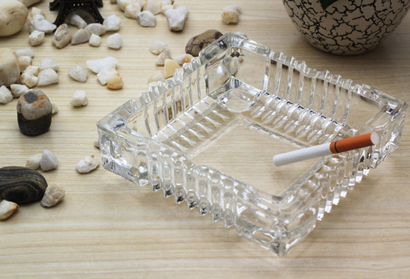 Farielyn-X Crystal Diamond Cut Round Crystal Glass Ashtray For Luxurious Indoor and Outdoor, Desktop Crystal Smoke Collectibel Glass Smoke Collectible Tray Table Decorative set of (CT)