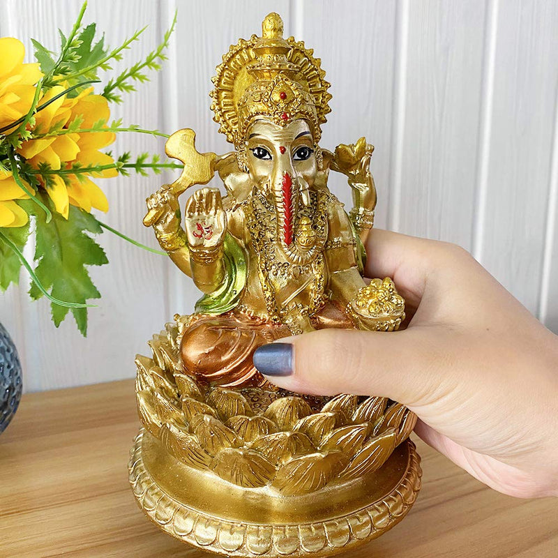 BangBangDa Hindu God Lord Ganesha Statue - IndiaÃ‚ Idol Ganesh Figurine Indian Home Office Mandir Temple Pooja Item Diwali Gifts Puja Product Altar Shrine Yoga Room Medietation Room Decor