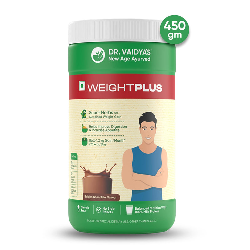 Dr. Vaidya's Weight Plus | Ayurvedic | Healthy Weight Gain Upto 1.2 Kg/Month | Improve Appetite, Digestion & Nutrient Absorption | 450g (Pack of 1)