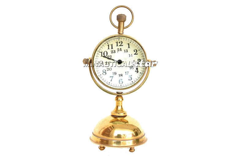 Table Top Clock Shiny Brass Handmade Antique Reproduction Double Said Home & Office Decor Clock