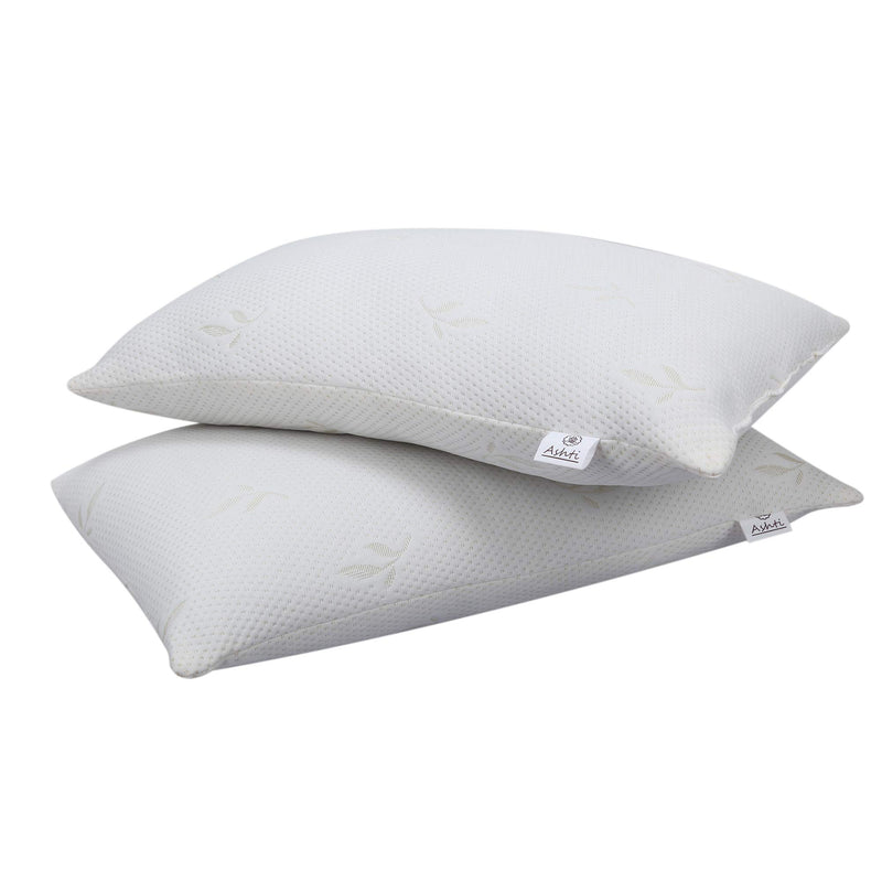 Healing Crystals India Fiber Filled Standard White Luxury Hypoallergenic Adjustable Fit Alternative Sleeping Pillows for Side Back Sleepers (Micro, 17 x 27 Inch), Pack of 2