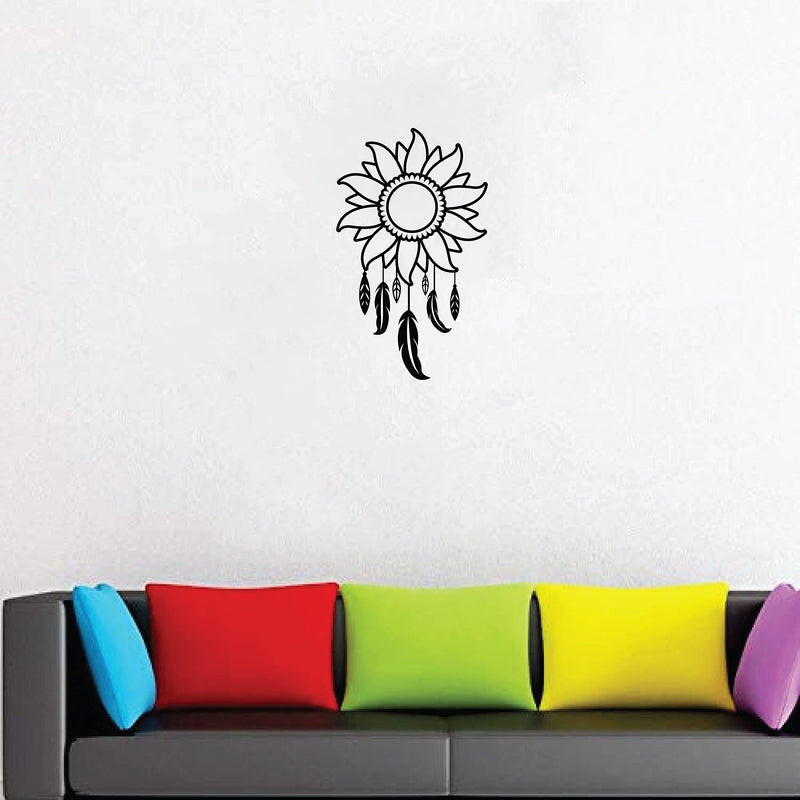 VVWV Sun Flower Dream Catcher Wall Stickers for Living Kids Girls Boys Bedroom Home & Kitchen Hall Wall Vinyl Decor L x H 40 x 70 Cms