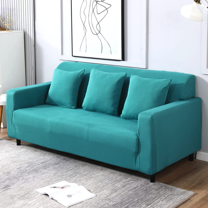 HOKIPO Elastic Stretchable Triple Seater Sofa Cover, Dark Cyan (AR-4279-E7)