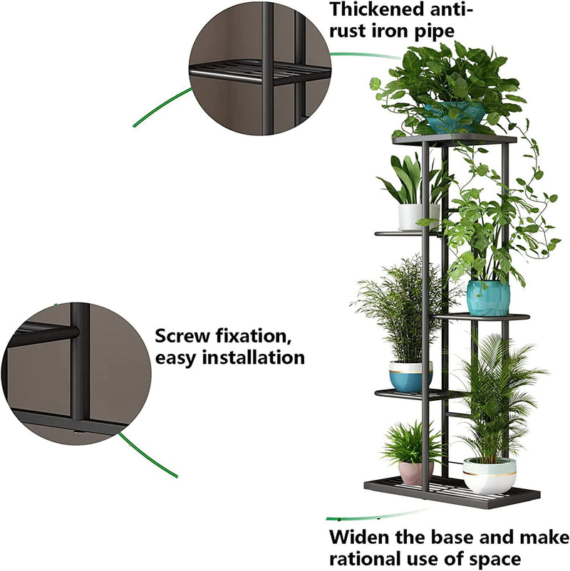 IRON LANDS SOLID 6 Potted Premium Plant Stand Multiple Tier European Style Flower Pot Holder Shelves Planter Rack Storage Organizer Display for Indoor Outdoor Garden Balcony