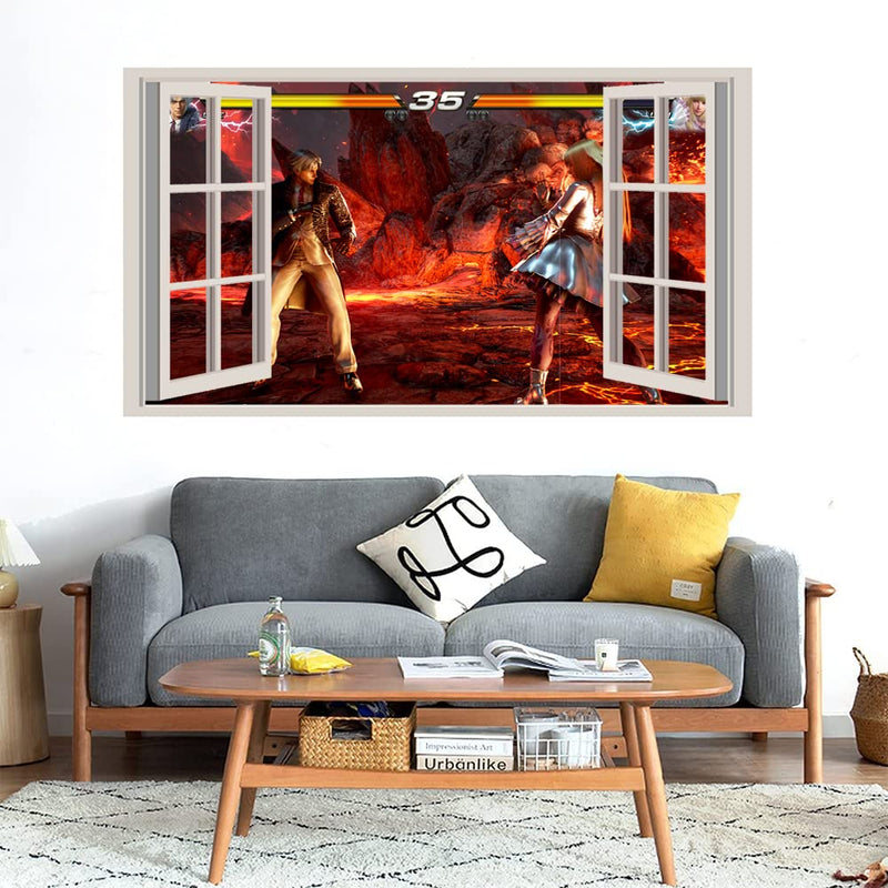 GADGETS WRAP Printed Wall Decal Sticker Fake Window Style Decal (90cm x 50cm) - Tekken 7 Lee vs Lili