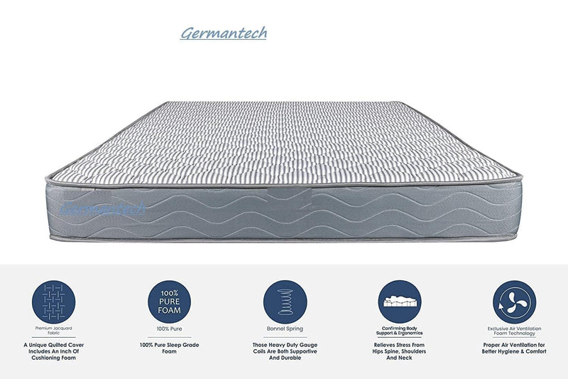 GERMAN TECH |8-Inch Bed Mattress, Heat Releasing 8 Layered Memory & HR Foam Orthopedic Mattress,Pocket Spring Bed Mattress King Size | Inches, 12Years Warranty (72×48×8 Inch)