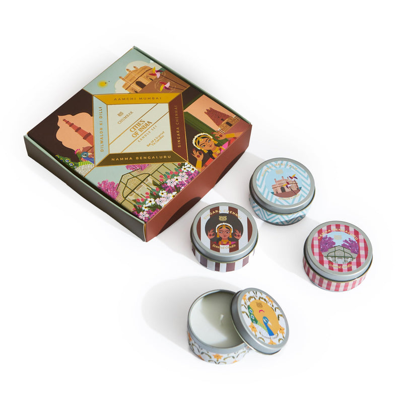 Cities of India Tin Candles Gift Box | Set of 4