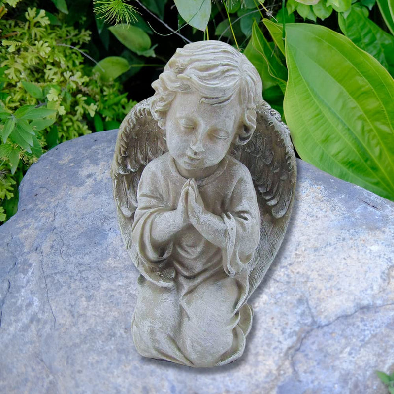 Comfy Hour Resin 8" Angel Kneeling Praying Figurine, Gray